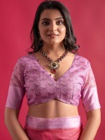 Lavender Pink Linen Silk Digital Print Saree